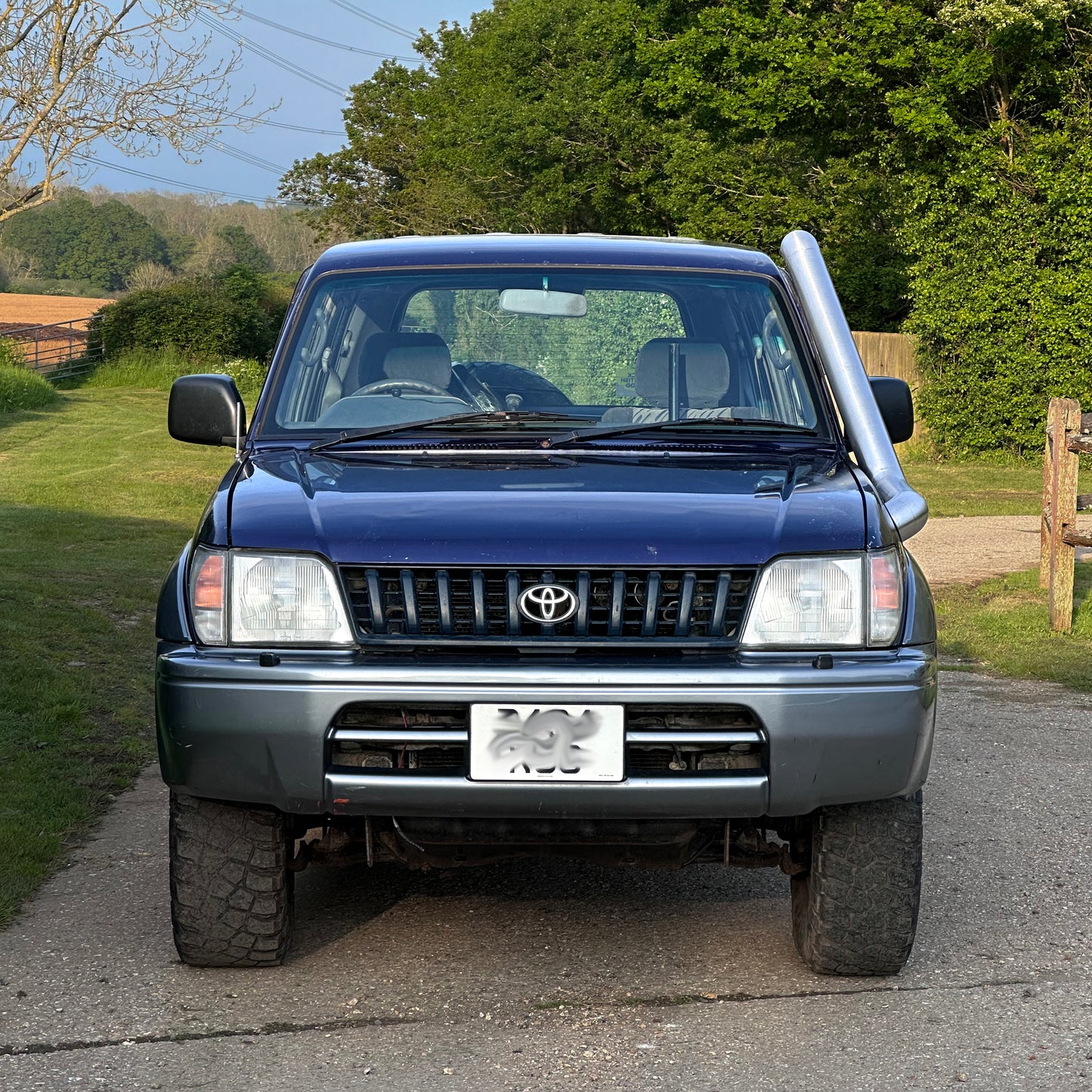 Front view of Toyota Land Cruiser Colorado 90 Series Stainless Steel Snorkel Kit RoyalFab