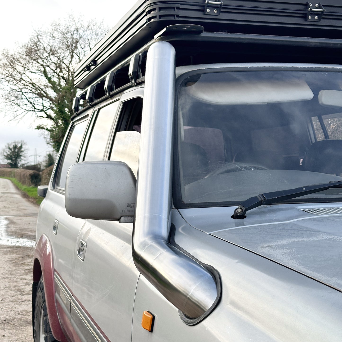 close up photo of Land Cruiser 80 Series with Stainless Steel Snorkel Kit fitted