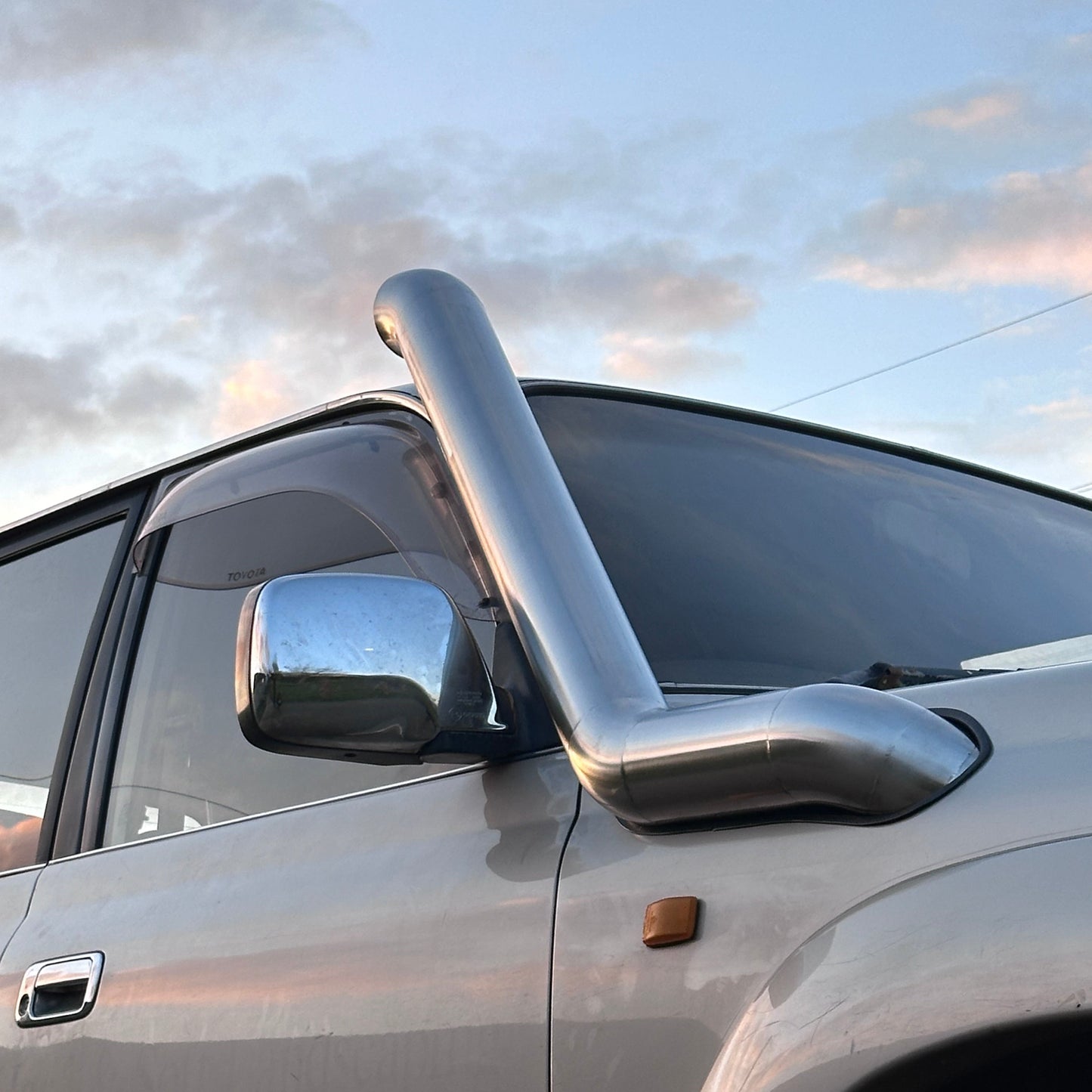 close up Toyota Land Cruiser 80 Series Stainless Steel Snorkel Kit