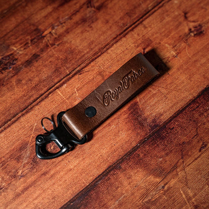 handmade in Sussex leather keyring 