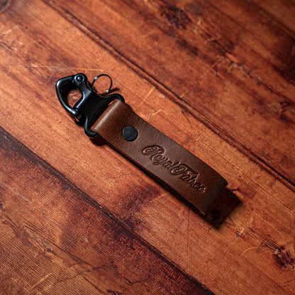 handmade in Sussex leather keyring 