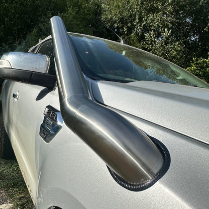 Close-up of a Ford Ranger snorkle kit with a blurred background