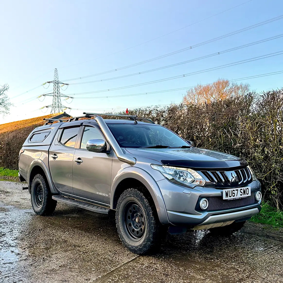 Long entry stainless steel snorkel installed on Mitsubishi L200 2015–2019 model