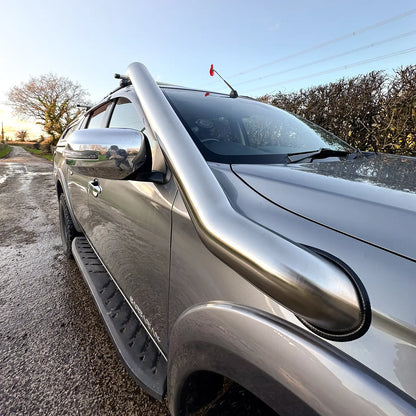 Close-up of 304 stainless steel long entry snorkel for L200 2015