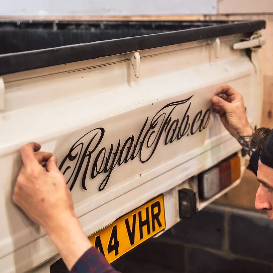 Black Royalfab logo sticker for trucks