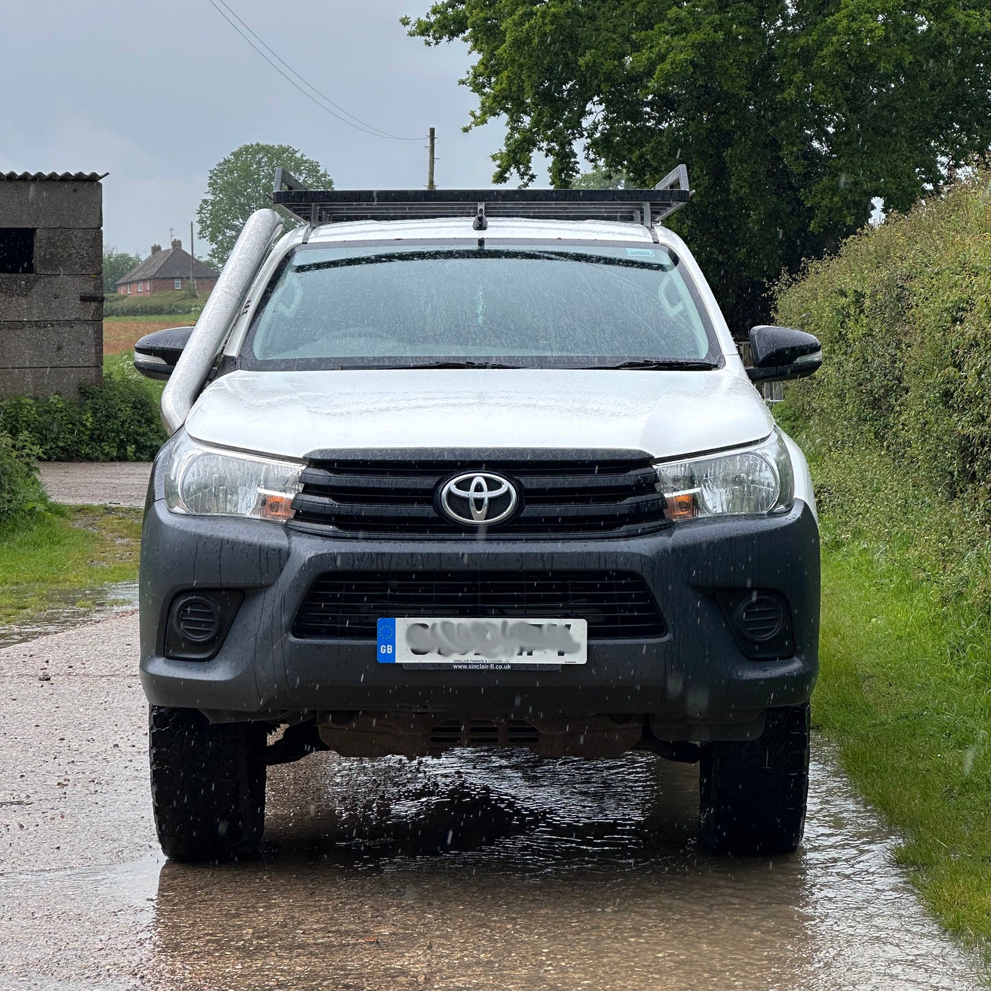 Front view of Toyota Hilux Mk8 with short entry stainless steel snorkel kit installed